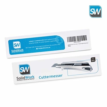 SolidWork Profi Cuttermesser aus hochwertigem Aluminium – Teppichmesser mit Sicherheitslock und ultra scharfer Klinge - 7